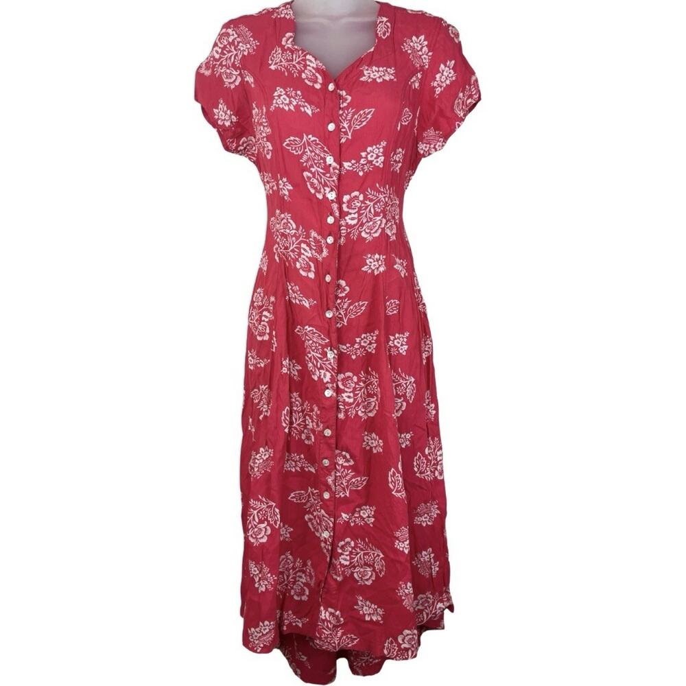The Cotton Collection Floral Back Cut Out Midi Dress Womens S Small Pink